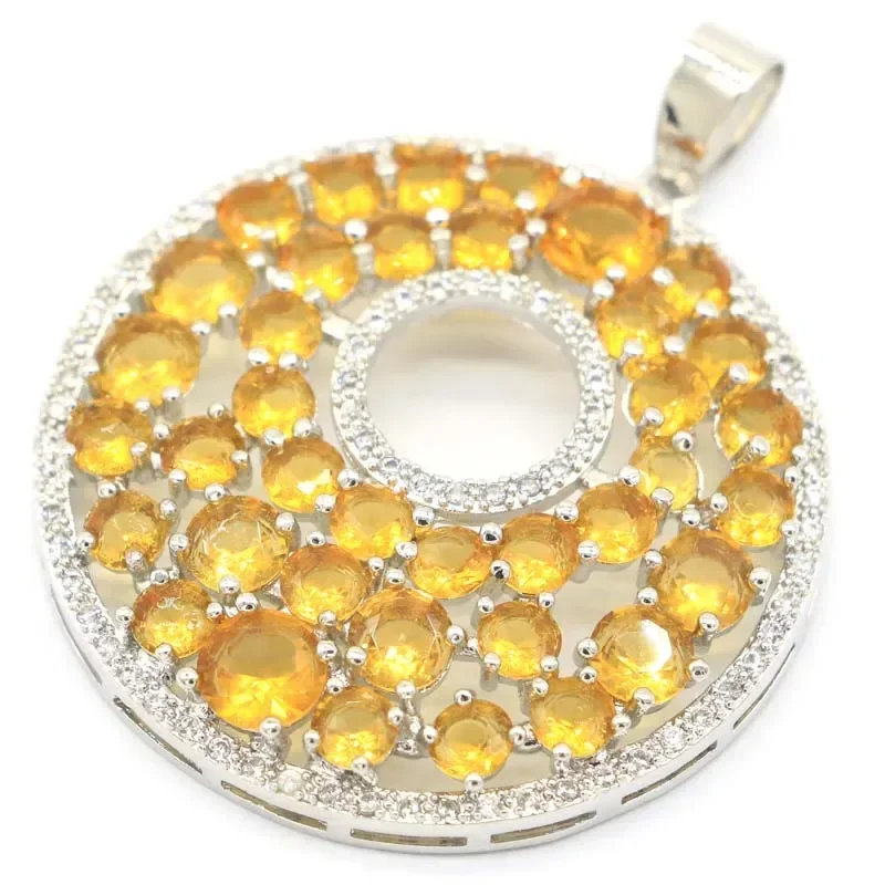 10.5g 925 SOLID STERLING ARGENTO PENDENTE Fuoco Arcobaleno Topazio mistico Rodolite Granato Citrino dorato Tormalina rosa CZ