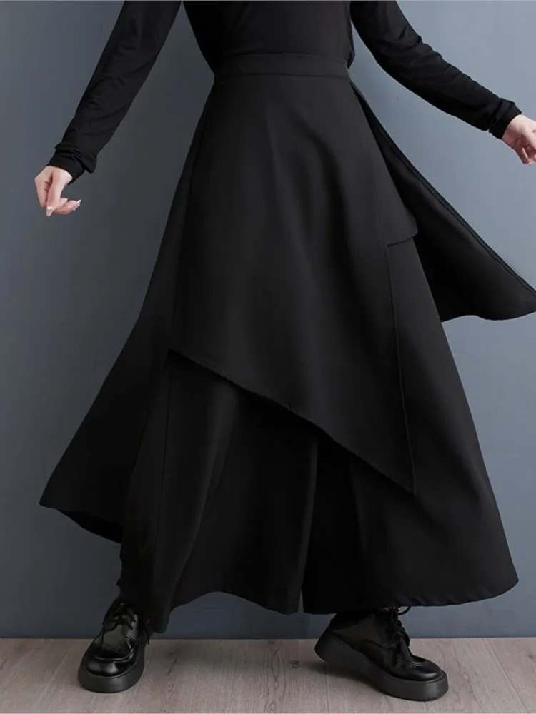 

Oversized Spring Long Pants Skirts Women Irregular Pleated Fashion Loose Casual Ladies Trousers High Waist Woman Pants Skirts