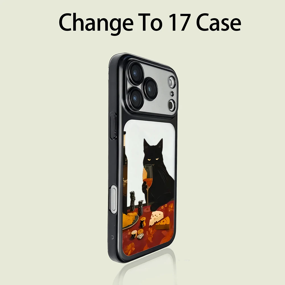 Lustige Schwarze Katze Niedliche Mattierte Hülle für iPhone 13 15 16 Pro Max Hüllen iPhone 17 12 ProMax 11 14 16 17 Plus 17 Air Plating Fundas – Detail 7
