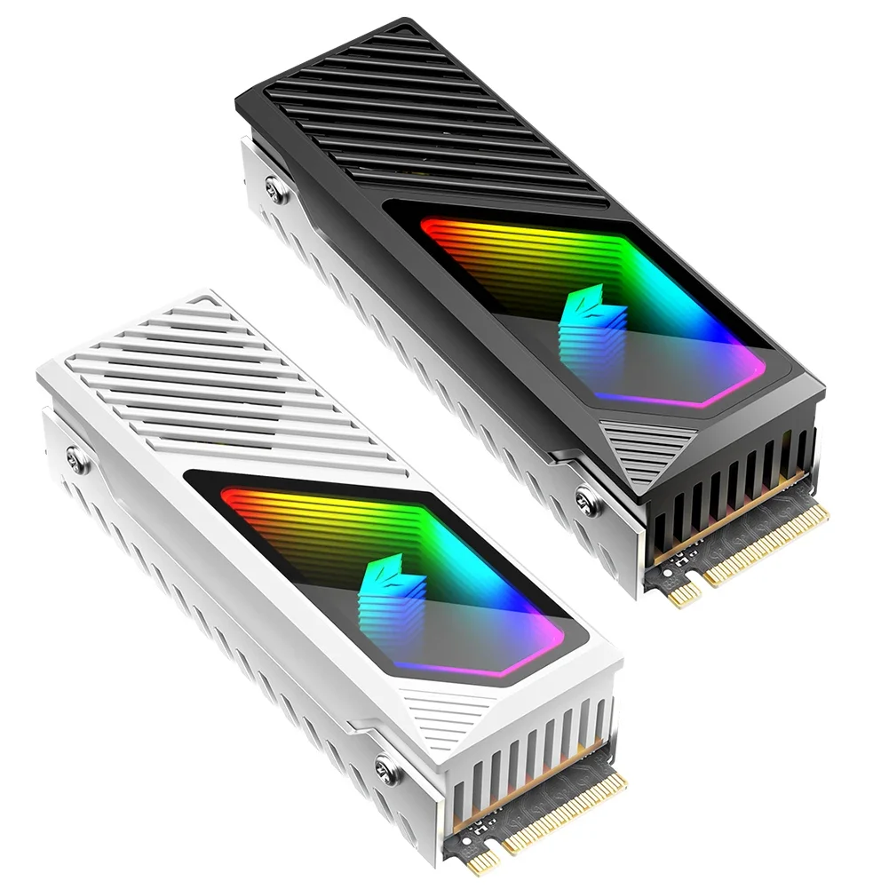 

M.2 2280 SSD Heatsink SSD Aluminum Alloy Radiator with Thermal Silicone Pad 5V 3 Pin ARGB Solid State Drive Cooler Built-in Fan