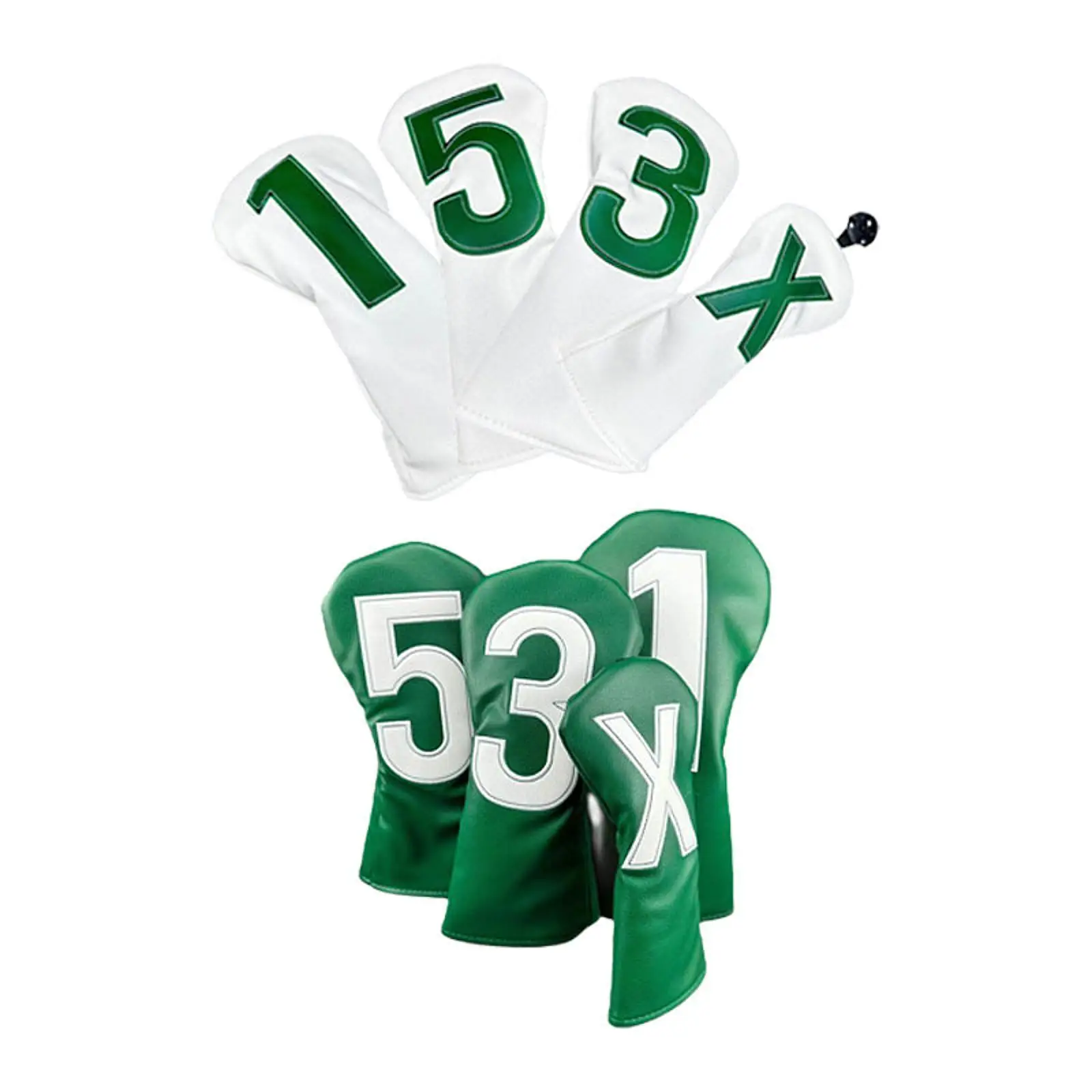 4Pcs Golf Wood Headcovers Golf Club Head Covers with Interchangeable Tag 1, 3, 5, X Club Protectors for Outdoor Sports