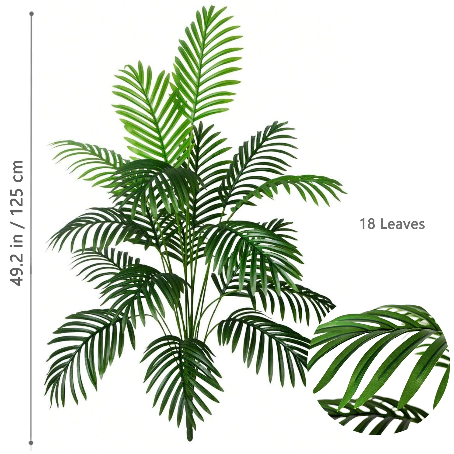 NONE 68–145 cm (57 Zoll) künstlicher Palme, tropische Kunstpflanze, grüne Kunststoff-Palmenblattzweige, geeignet für die Dekoration von Hausgarten 6