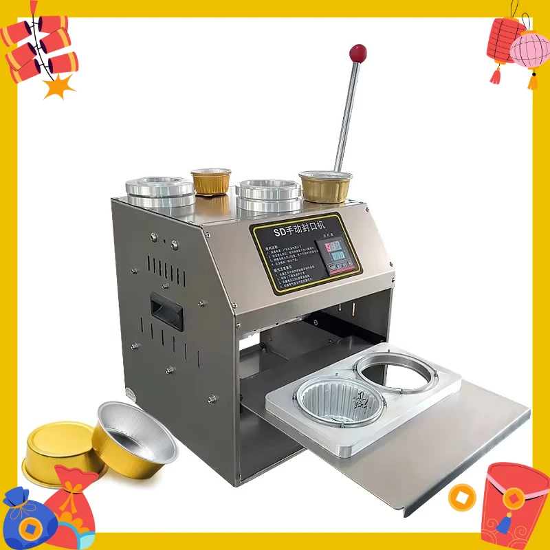 

Manual Sealing Machine Seal 2 at a Time Replaceable Mold Aluminum Foil Tray Packer Pastry Dessert Tray Packing Machine for Food