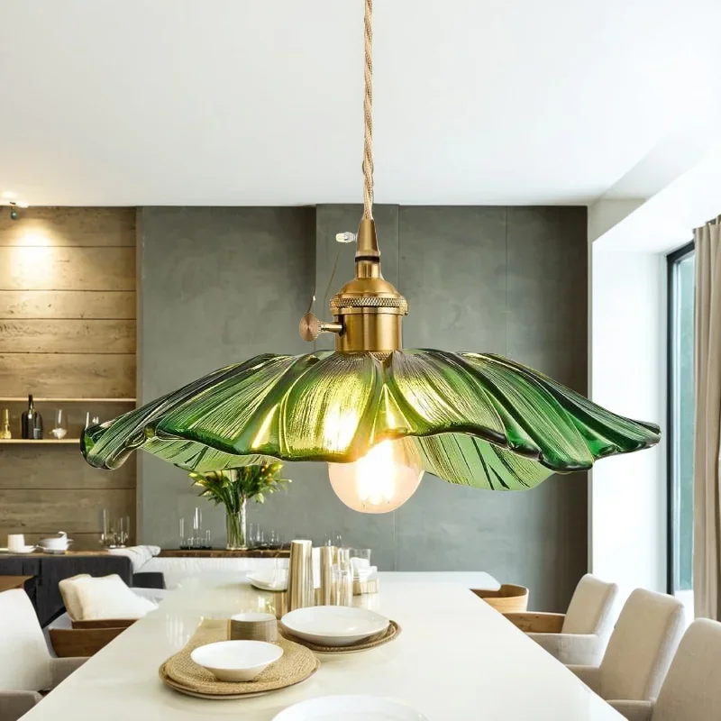 

2025 Classic Retro Brass Glass Pendant Light Warm Light Indoor Bedroom Bedside Dining Room Living Room Decoration Chandelier HOT