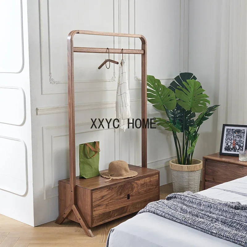 Floor Clothes Solid Wood Simple Coat Bedroom Storage Rack