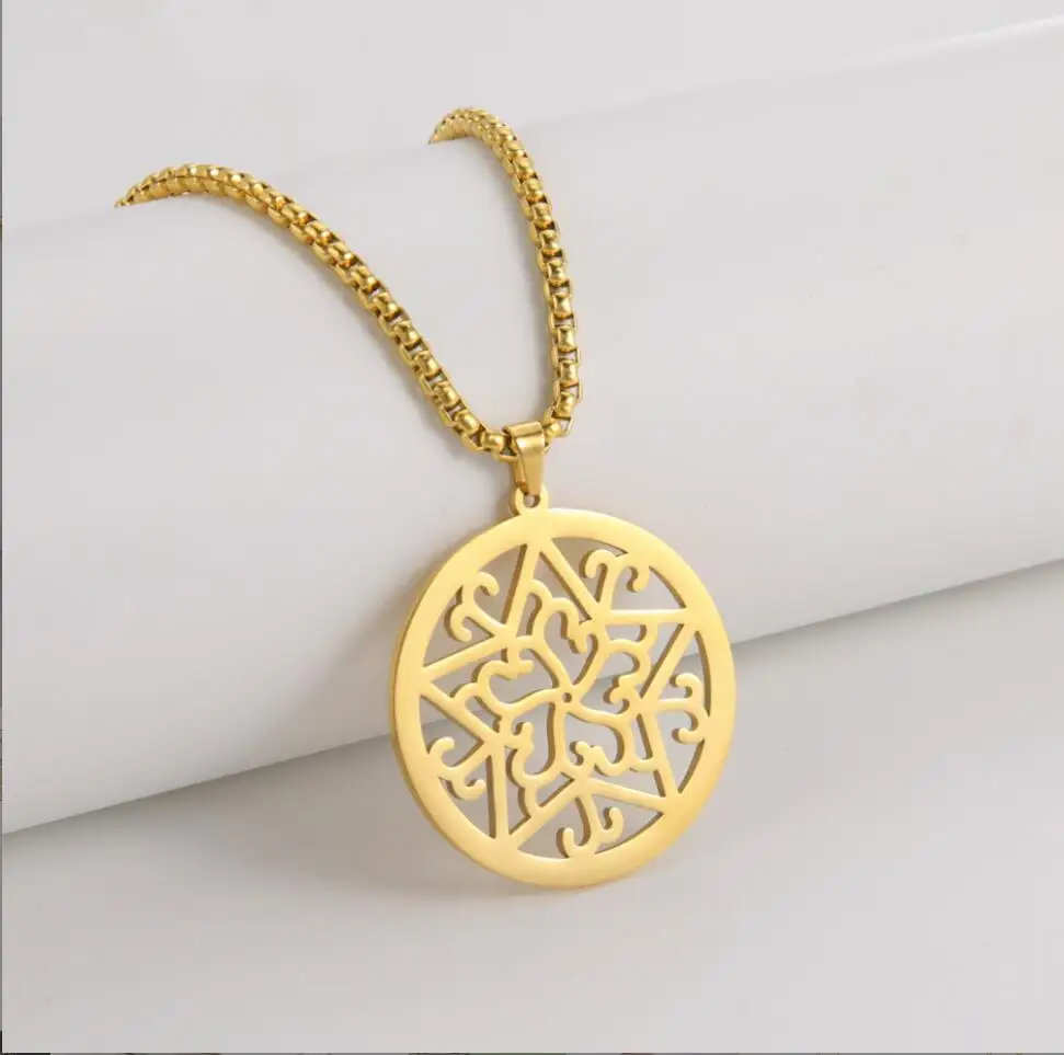 1PC David Star Men Pendant Necklace Gold Color Kabbalah Jewish Charms Judaica Israel Religious Symbols  Jewelry F1333