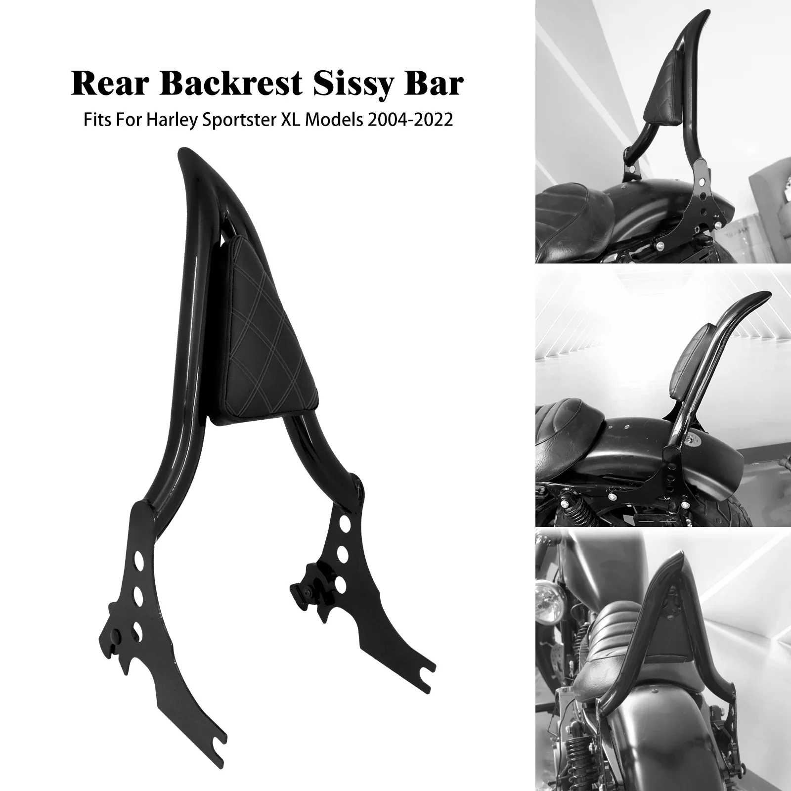 

Motorcycle Detachable Rear Passenger Seat Backrest Sissy Bar For Harley Sportster XL 72 48 883 1200 Forty Eight Iron 2004-2022