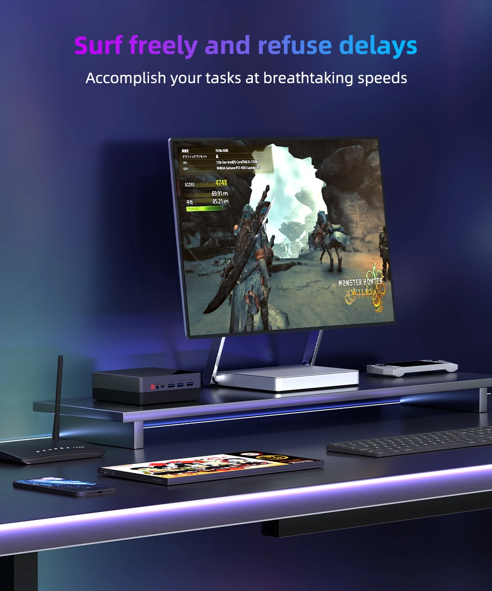 Aittact Mini PC AMD Ryzen7 7730U 4500U 4300U 5400U Desktop Gaming Computer WIFI5 BT4.0 DDR4 Triple Display Dual LAN