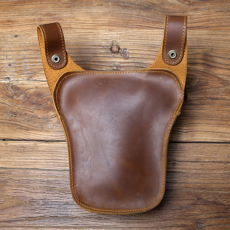 Nzpj Vintage Echt leder Herren Hüft tasche natürliche Rindsleder Outdoor Motorrad Herren tasche verrückte Pferd Leder Handy tasche – Detail 6