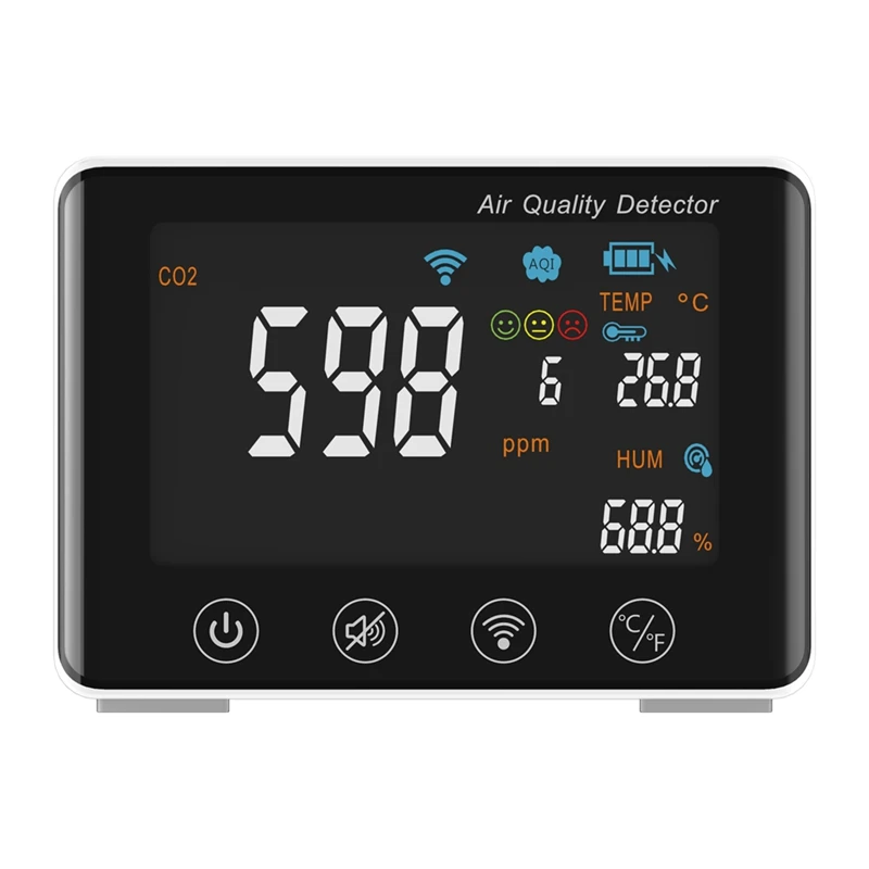 CO2 Air Quality Monitor Wifi 4-In-1 Air Detector For Home Office Grow Tent Wine Cellar Garage