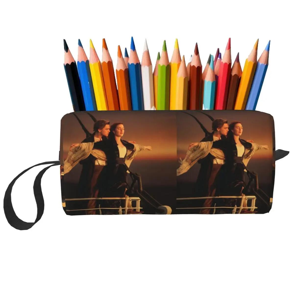 Titanic Jack And Rose Movie Pencil Case for Students Pen Box Pencil Bag Stationery Supplies Women Organizer Pouch