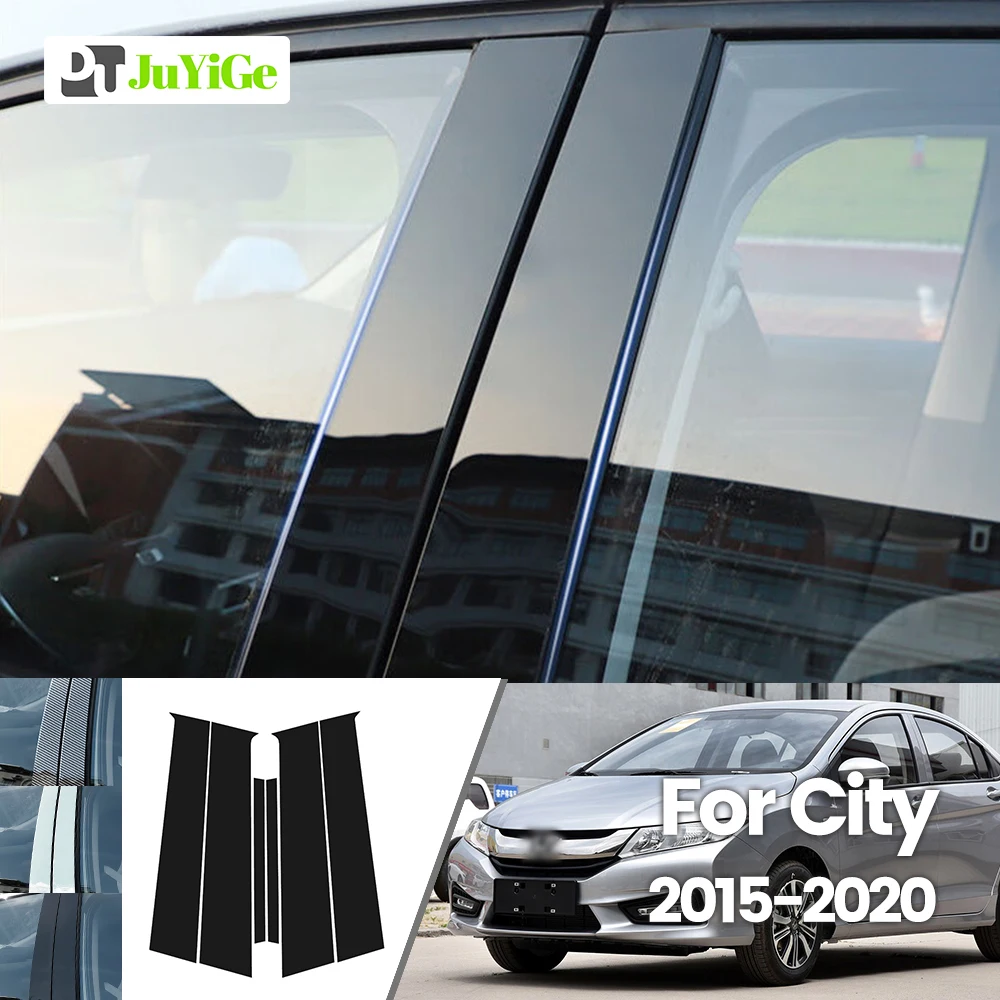 

For Honda City 2015-2020 2016 2017 2018 2019 Bright Black Carbon Fibre Window Door B C Sticker