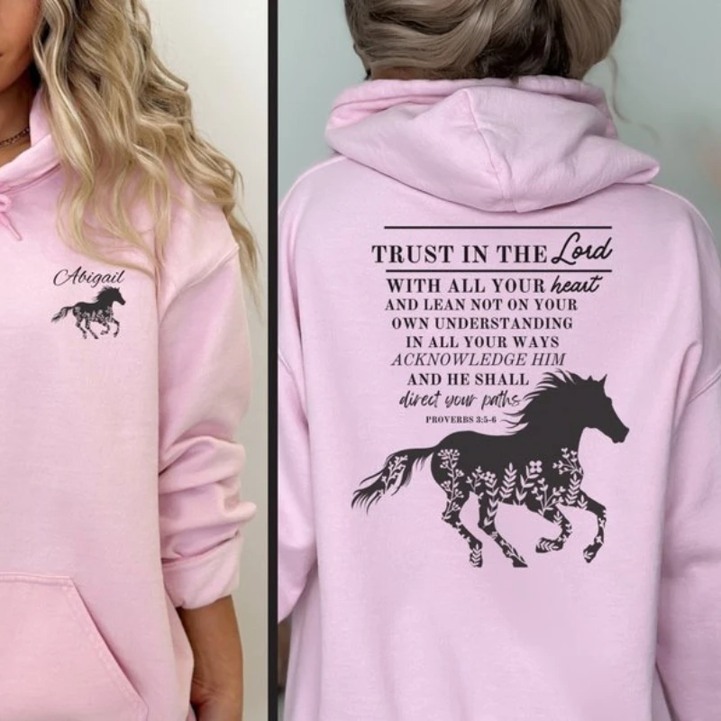 Personalized Horse Hoodie - Christian Hoodie Direct Your Paths Proverbs 3 Horse Sweatshirt Equestrian Gift Horse Lover Hoodie