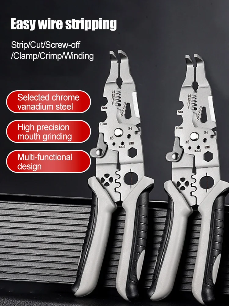 cable stripper Multifunctional wire stripping pliers, elbow wire pulling and cutting pliers, universal wire pressing pliers