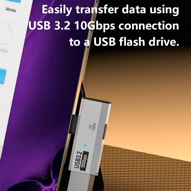 USB 3.2 Converter OTG Function PD100W Fast Charging Phone Expansion Interface Type-C 1/2 Adapter Universal Lightweight Portable