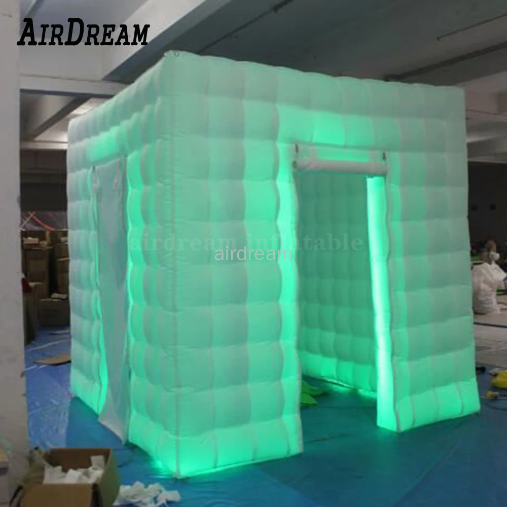 High Quality The Selfie Portable white Inflatable Photo booth Photobooth Cabin with LED Around Cube Photo tent For advertising