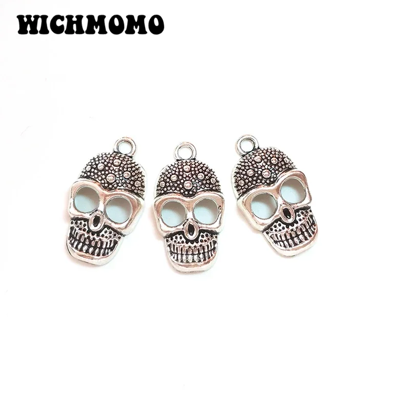 แฟชั่น 10 ชิ้น/ล็อต 34*16 มม.Retro สังกะสีอัลลอยด์ Skull Charms จี้สําหรับ DIY เครื่องประดับสร้อยคอสร้อยข้อมือ