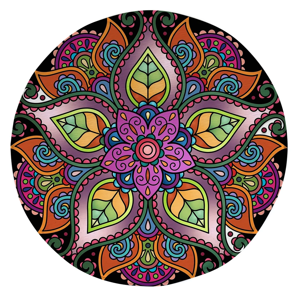 

HX Retro Mandala Round Mats Indian Floral Pattern 3D Printed Carpets for Living Room Bedroom Area Rug Flannel Floor Mat