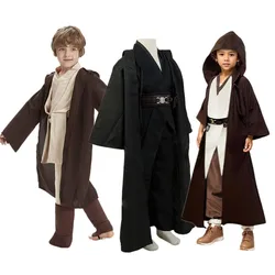 Fantasy Jedi Cosplay Kids Anakin Costume Obi Cloak Wan Space Battle Knight Robe Belt Outfits Halloween Carnival Party Suit