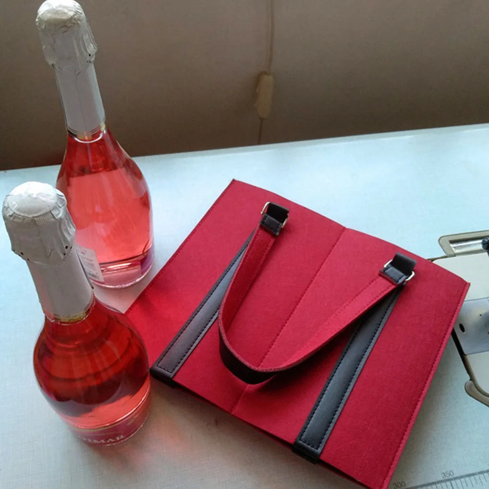 Gift Bag Christmas High-End Red Felt Tote Bottle Carriers Decorate Handbags Multi-bottle Travel