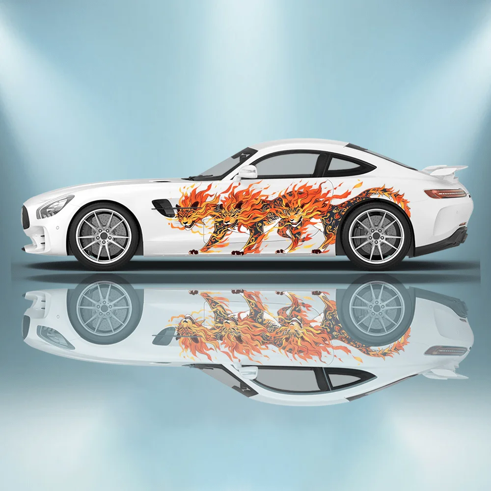 

Violent Line Flame Leopard Car Vinyl Wraps Decal PVC Anti Scratch Sticker Suitable for Trucks SUV Decor Auto Accessories Gift