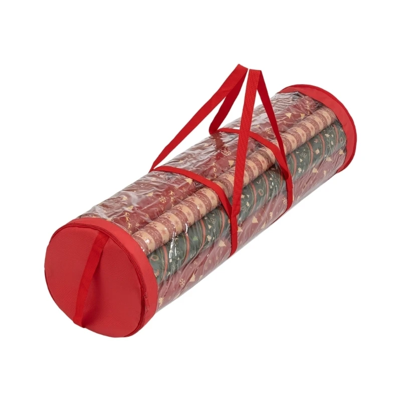 Home Office Roll Storage Bag, Clear PVC Cylindrical Holder with Handles, End Panels, Flat-Storing Use After Emptying J0MC