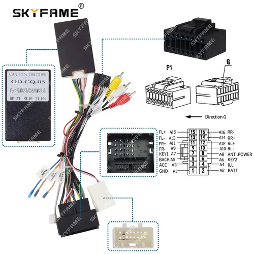 Imagen 2 del producto SKYFAME-Adaptador de arnés de cableado de coche, decodificador de caja Canbus de 16 pines para GAC Trumpchi GS7 GS8 RZ-GAC07 OD-CQ-03