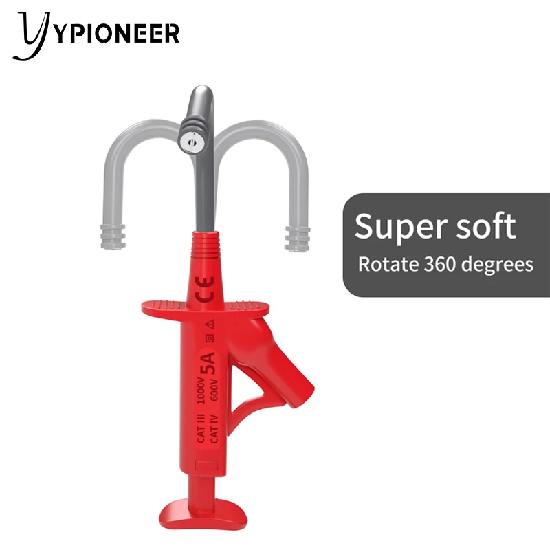 YPioneer P30042 2PCS Multifunctional Insulated Quick Test Hook Clip 1000V Electric Flexible Test Probe Instrument Accessories