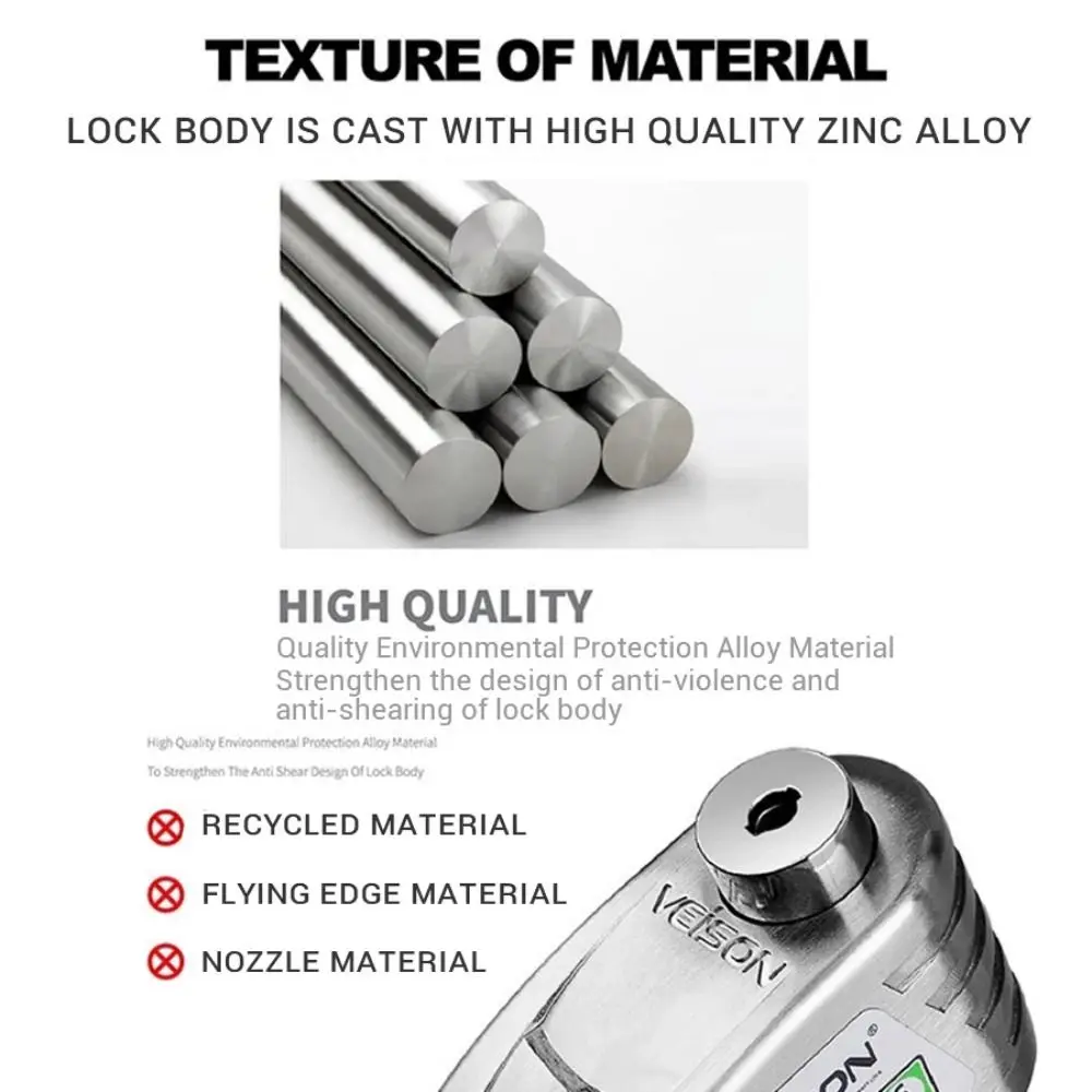 Waterproof Motorcycle Disc Brake Lock Anti-theft Zinc Alloy Bicycle Disc Brake Lock Smart Rust Resistant Alarm Disc Brake Lock