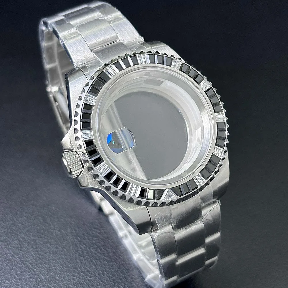 40.5mm diamond bezel, case, water-resistant stainless steel, sapphire glass, suitable for 8215 ST1612 2813 movement parts
