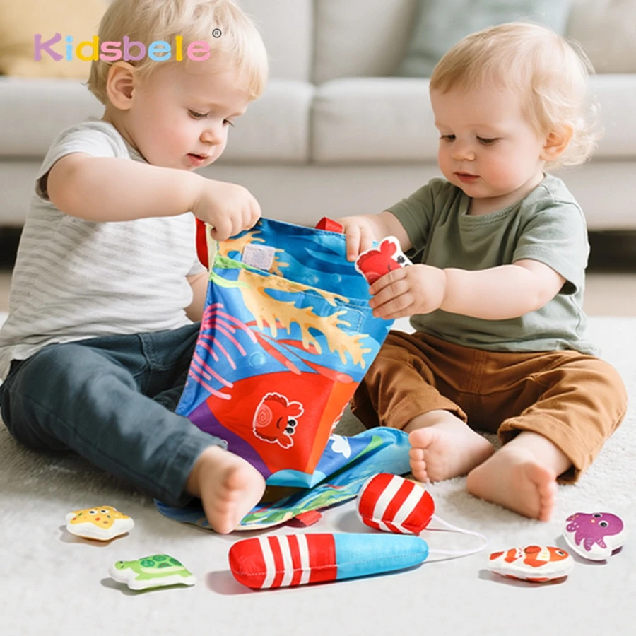 Jeu de pêche Montessori assorti, jouet de pêche en tissu, tri des couleurs, cadeau de noël Portable pour les tout-petits de 6 à 12 mois, jouet sensoriel