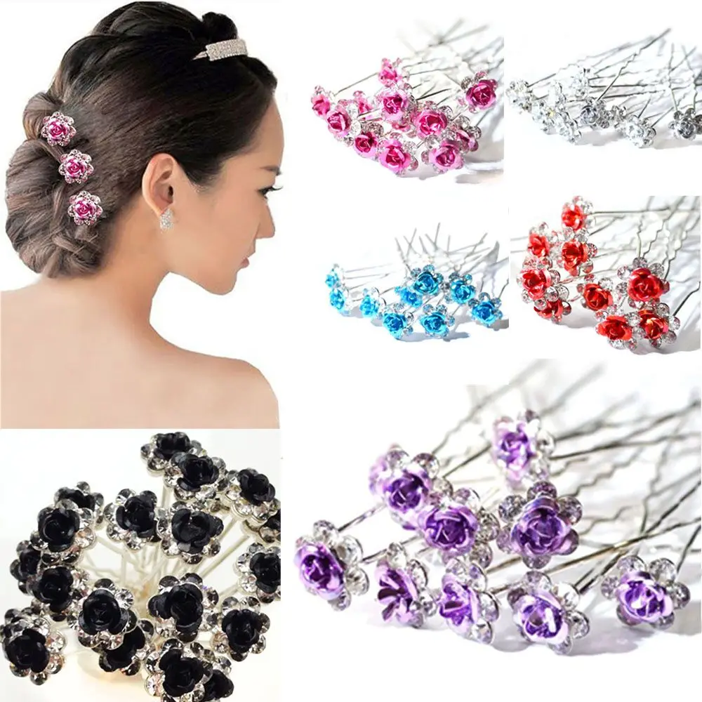 

20PCS New Engagement Bridal Hair Clips Crystal Flower Hairpins Rhinestone