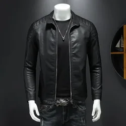 Heren Revers Leren Jas Herfst Oversized Slank Motorrijpak Winter Verdikte Pu Lederen Waterdichte Werkkleding