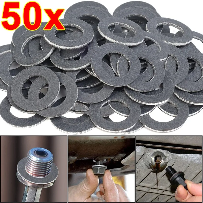 50/5Pcs Car Oil Drain Screw Gasket 90430-12031 Engine Sump Aluminum Seal Gasket for Toyota 12mm Hole Nut Washer Auto Accessories