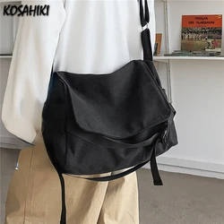 High-capacity Vintage Men Casual Messenger Bags All Match Y2k Aesthetic Women Shoulder Bag New Trendy Simple Handbags Crossbody