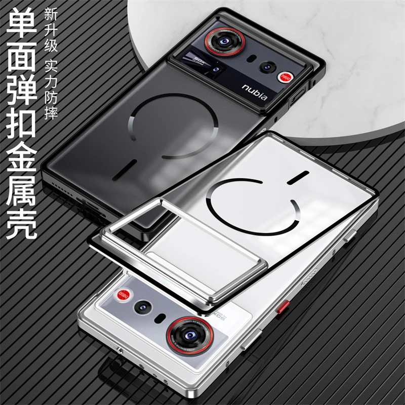 

Магнитный чехол для Nubia Z80 Ultra из алюминиевого сплава с металлической рамкой для ZTE Nubia Z80 Z80Ultra 5G, матовая прозрачная акриловая задняя крышка