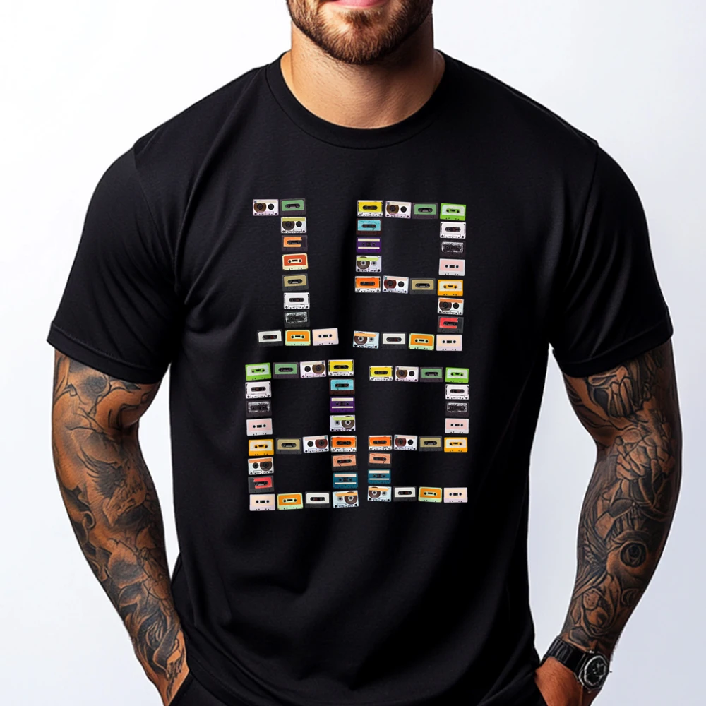 

Born In 1982 Cassette Tapes Mixtapes 1980s Music Streetwear Men T-Shirts Graphic Cotton Short Sleeve