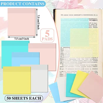 Carnet de notes transparent étanche auto-adhésif, autocollant de note, école, papeterie de bureau, étudiant, rappel créatif, signet, 50 feuilles