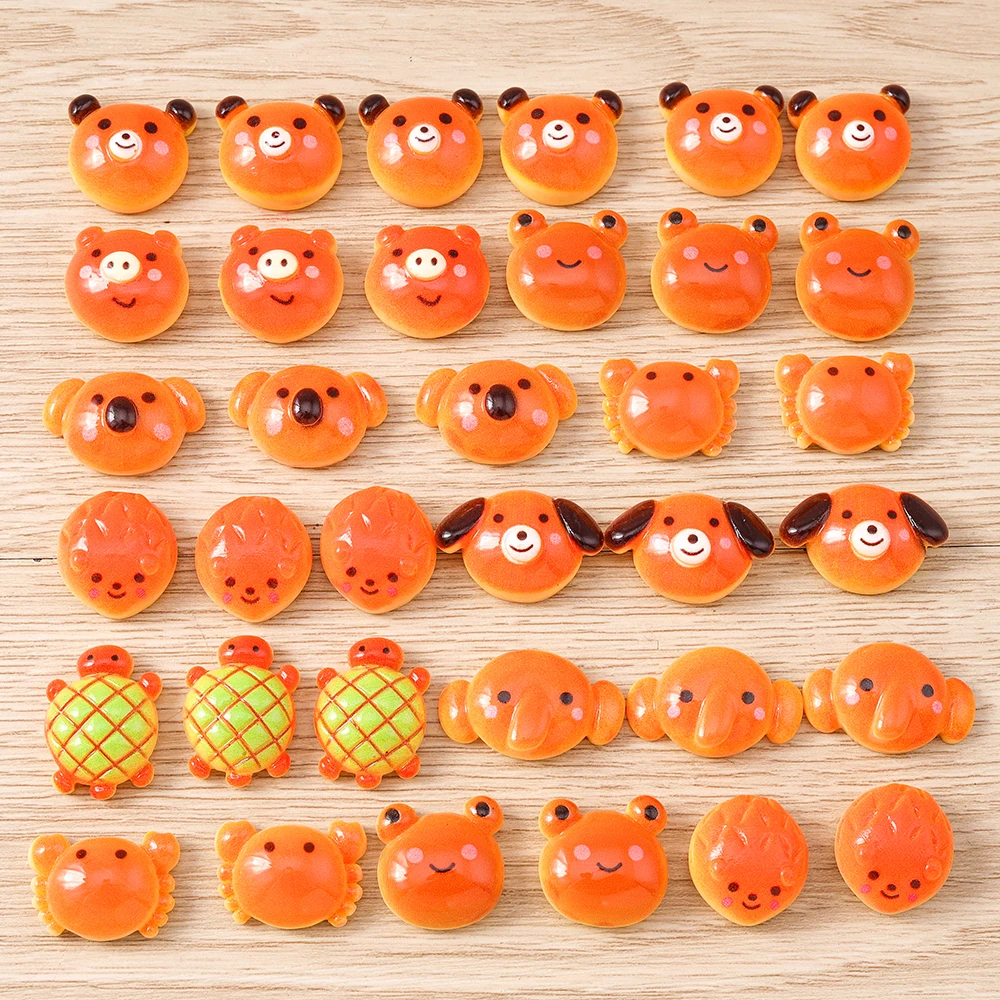 Tusember 15pcs Mix Cute Animal Bread Flatback Resin Cabochon Embellishments DIY Scrapbooking for Girls Hairpin Brooch Gifts