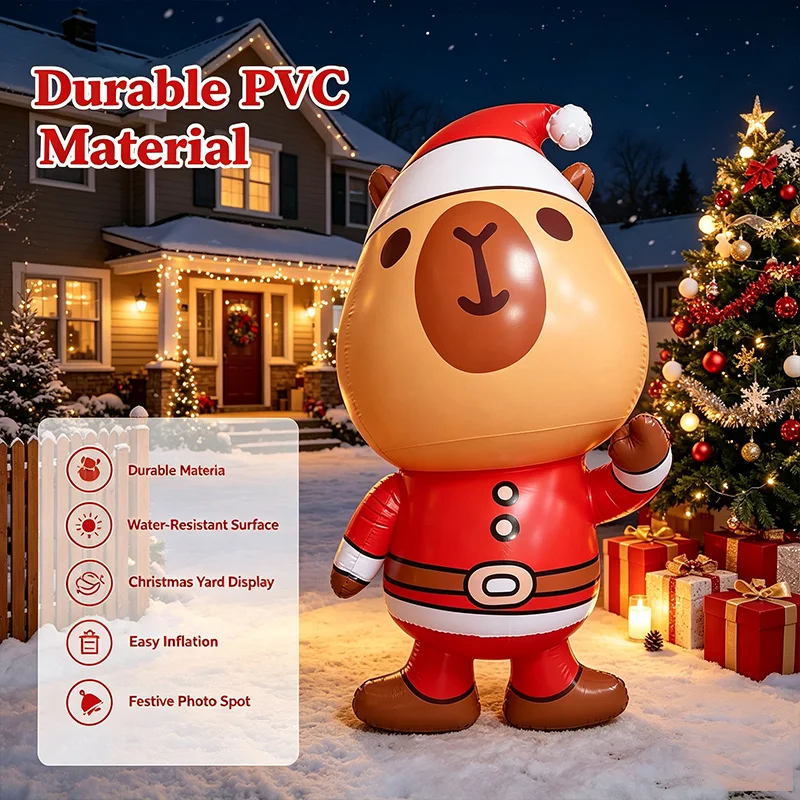 Airblown Inflatable Christmas Capybara with Sweater, Blow Up Yard Decoration for Party Garden Mall Photo Prop