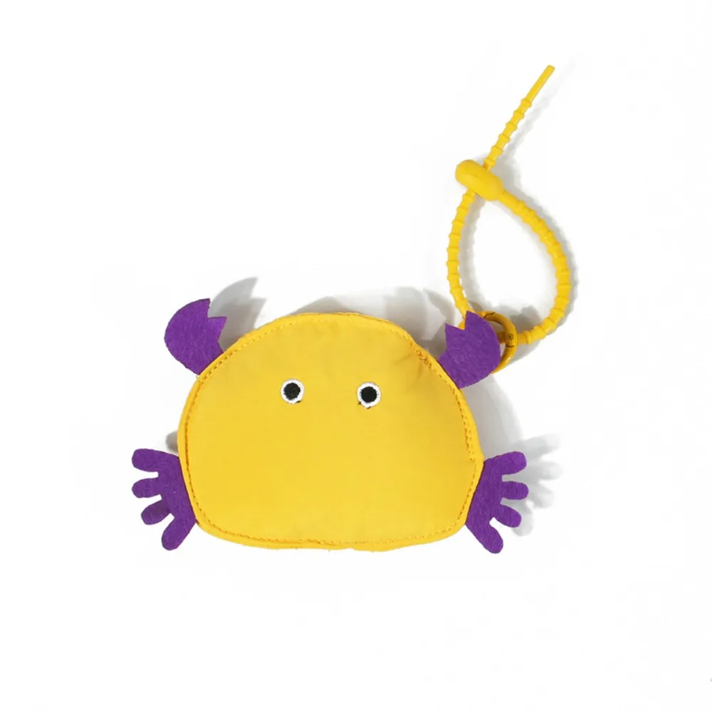 Soft Plush Material Crab Shaped Storage Pouch Compact Mini Size Hanging Clasp Small Bag Charm Keychain Playful Appearance