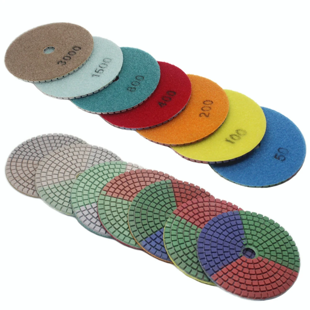 Colorful Diamond Wet Polishing Pad 4 Inch 100mm For Marble Granite Engineered Stone Grinding Diamond Tool