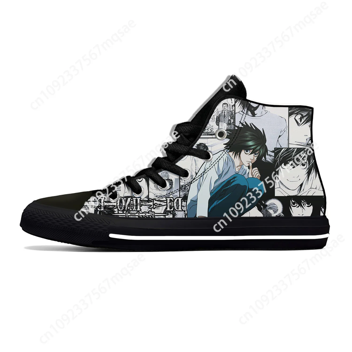 

Japanese Anime Manga Cartoon Death Note L Lawliet Casual Cloth Shoes High Top Lightweight Breathable 3D Print Men Women Sneakers