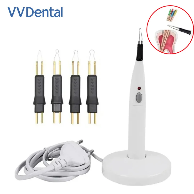 VVDental Dental Gutta Percha Tooth Gum Cutter with 4 Tips Endo Obturation System Dental Dissolved Breaker Gutta Percha Cutter