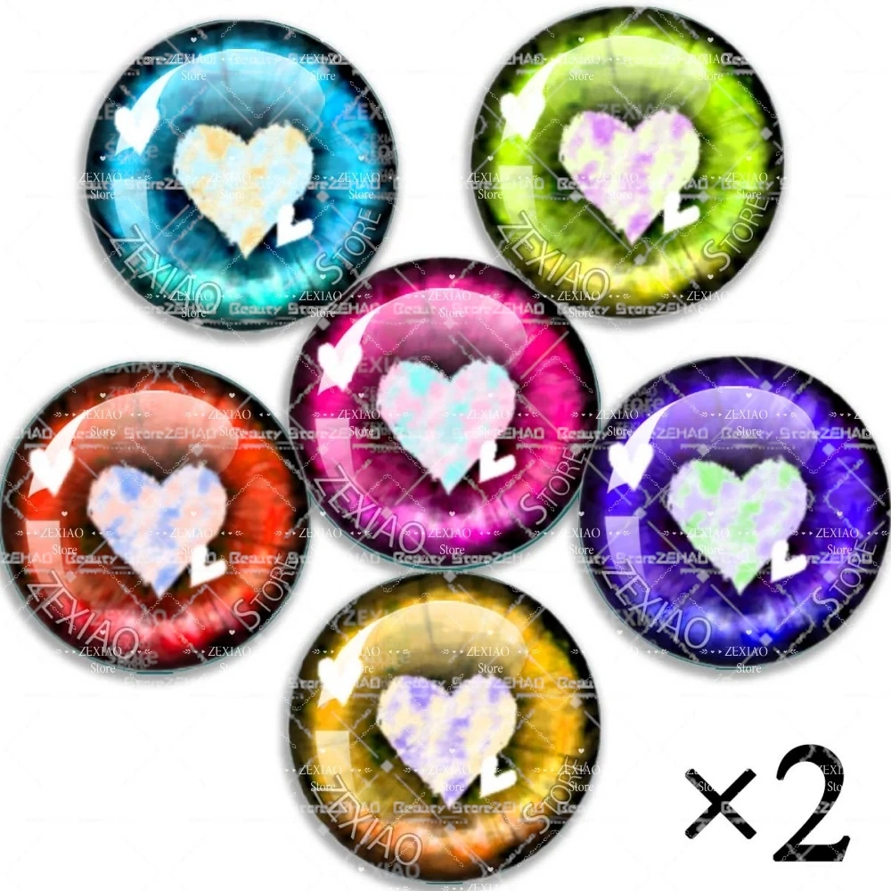 6 Pairs Blyth Dolls Eye Glass Eyes Cartoon Colorful Heart Pattern Doll Eye Animal Cat Dragon Round Eyes Toy Eye Jewelry MS001