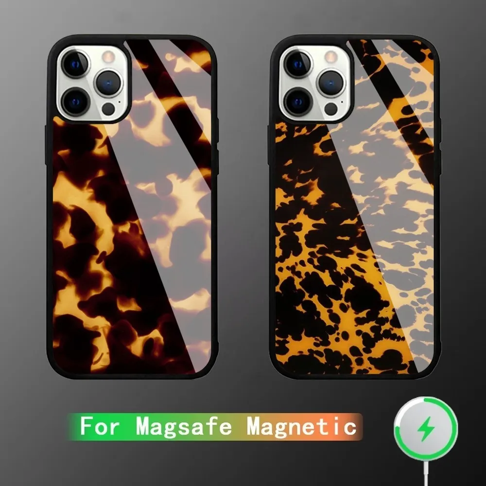 Tortoise Shell Marble Pattern Phone Case For iPhone 15,14,13,12,11,Plus,Pro,Max Mini Magsafe Magnetic Wireless Charging