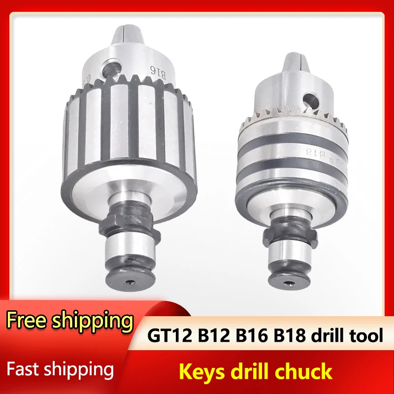 1set GT12 Adapter Drilling Chuck Tool Conversion Rod TC820 B12 B16 B18 GT24 Keys Drill Chuck for Mini Lathe CNC Machine Tool
