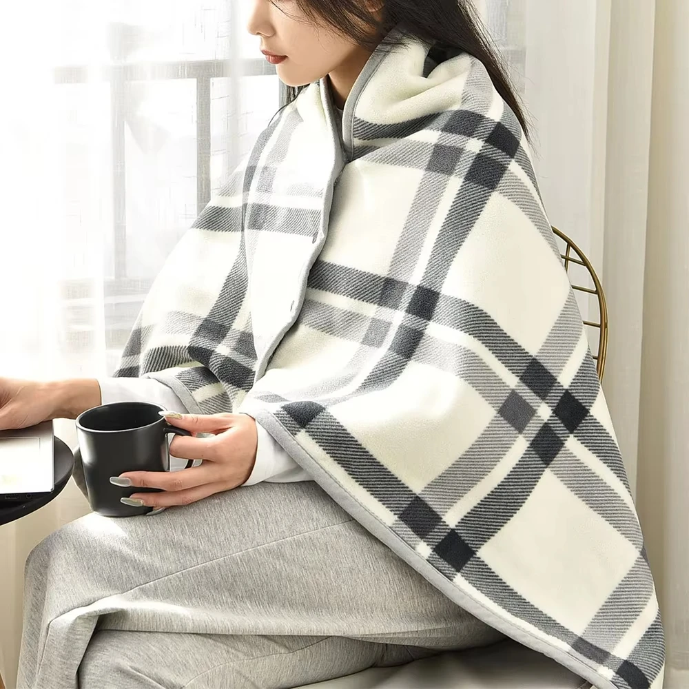 

Wearable Plaid Fleece Blanket Polyester Blanket With Button Winte Warm Throws on Sofa Bed Travel Thicken Bedroom Plaids Throw