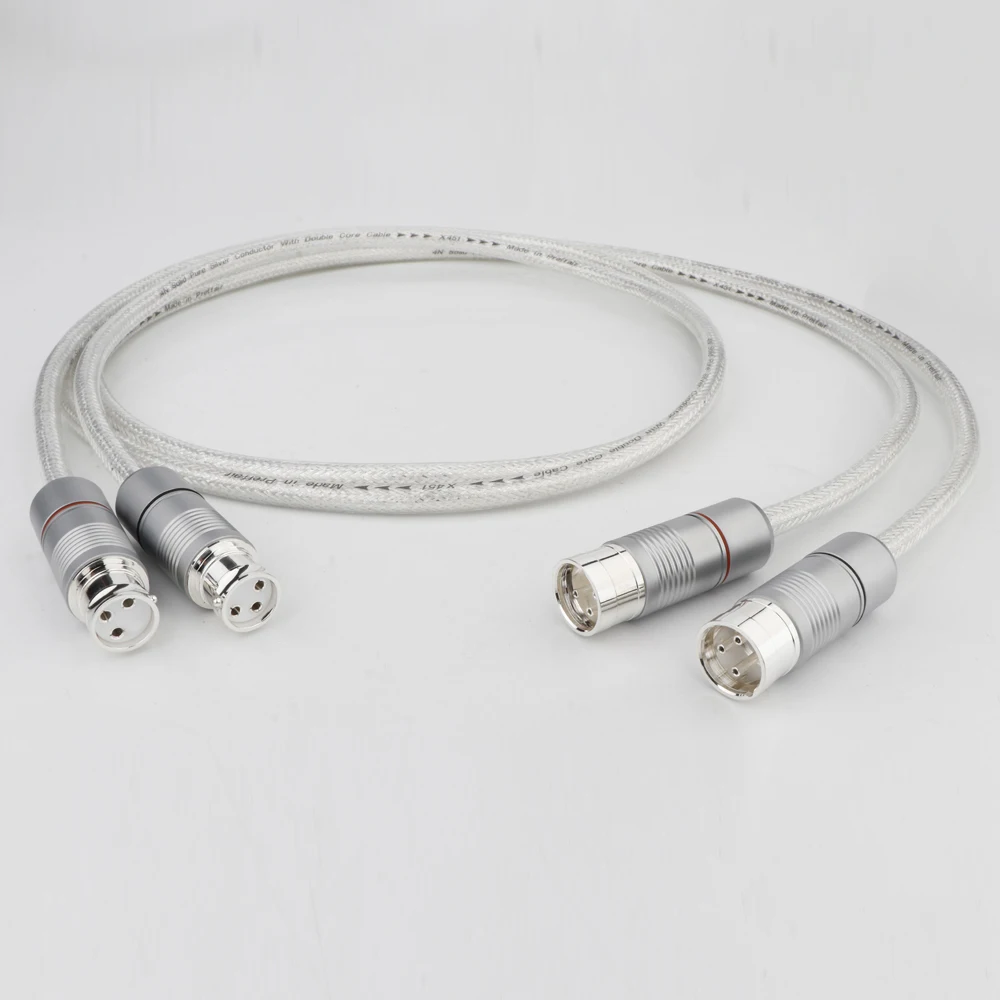 Para 4N Pure Silver XLR Balanced Cable Femal to Male Interconnect Audio Cable Solid PSS Core Wire for Microphone Amplifier