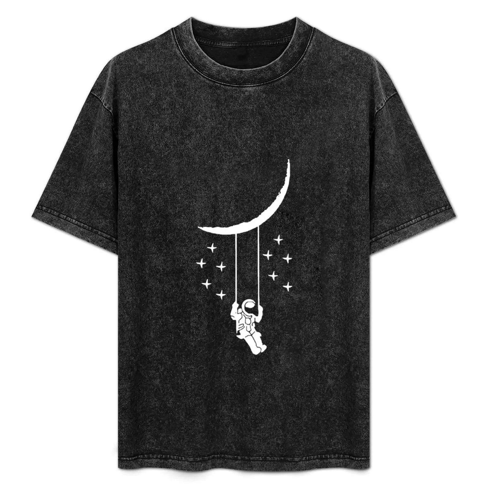 Funny Spaceman Swing with Moon Astronat Dabbing Astrology Space Current Mood Christmas Lights Happy Holiday Gift Premium T-Shirt